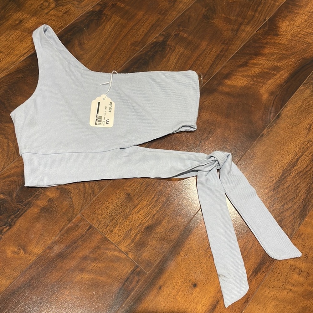 NWT Blue ILLA ILLA one-shoulder tie tank top